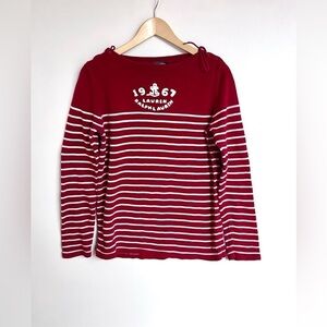 Ralph Lauren 1967  sweater cotton red white stripe nautical boat neck